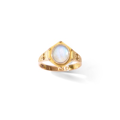 Lot 56 - A neo-Gothic moonstone ring, 1872