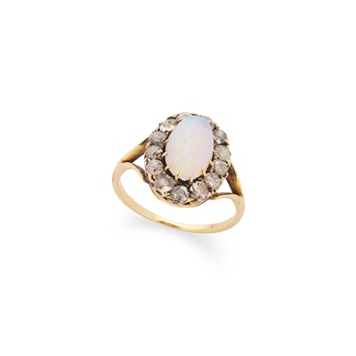 Lot 8 - An opal and diamond cluster ring