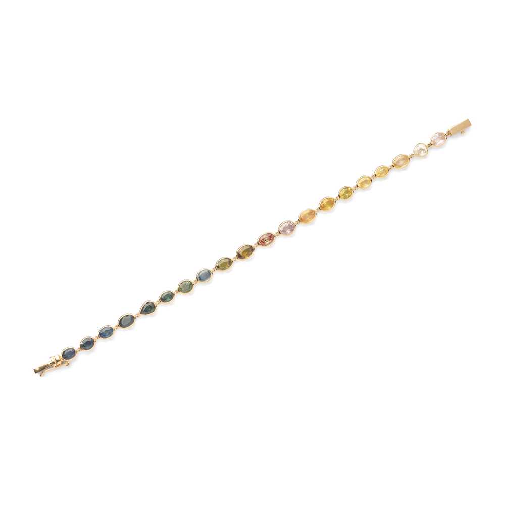Lot 37 - A coloured sapphire line bracelet