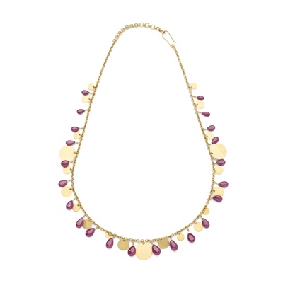 Lot 58 - A ruby fringe necklace