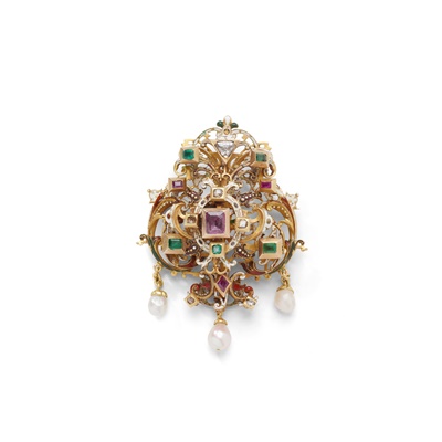 Lot 39 - A 19th century Renaissance revival gem-set brooch/pendant