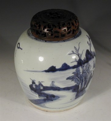 Lot 74 - An 18th century Chinese blue painted jar, with...