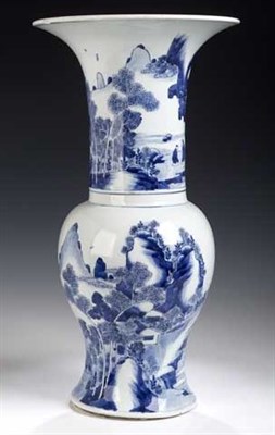 Lot 76 - A large Chinese Kangxi blue painted 'yan yan'...