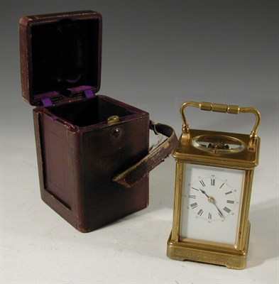 Lot 166 - A late 19th century brass-cased carriage clock,...