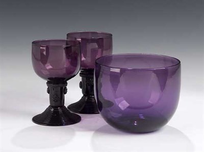 Lot 1 - A set of seven late Victorian amethyst wine...