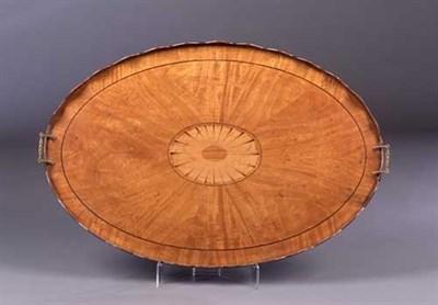 Lot 114 - An Edwardian oval satinwood tray, with wave...