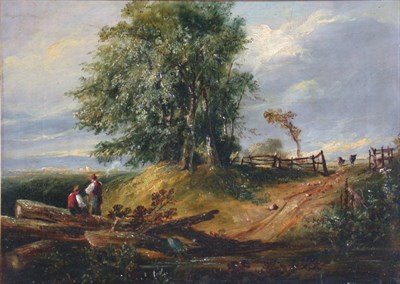 Lot 31 - NORWICH SCHOOL THE WOODCUTTERS Oil on canvas...