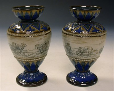 Lot 127 - A pair of Doulton Lambeth stoneware vases by...