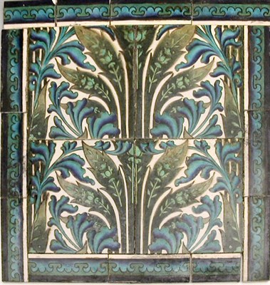 Lot 124A - A William de Morgan style tiled panel,...
