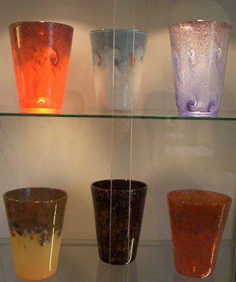 Lot 31 - A group of six Strathearn glass vases, each of...