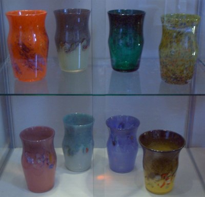 Lot 32 - A group of eight Strathearn glass vases, each...