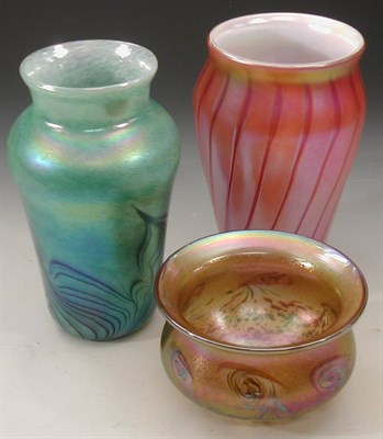 Lot 51B - A group of three Glassform iridescent vases,...