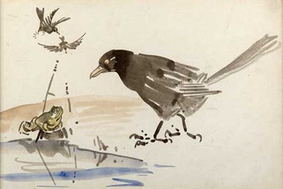 Lot 93 - JOSEPH CRAWHALL R.S.W (1861-1913) THE CROW AND...