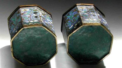 Lot 121 - A pair of Chinese octagonal section cloisonne vases, 17th century