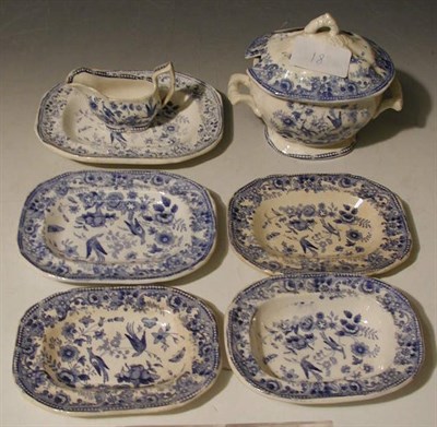 Lot 18 - A miniature blue and white part dinner service