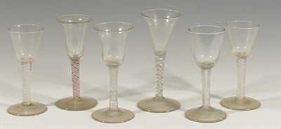 Lot 1 - A collection of six opaque and airtwist stem wine glasses