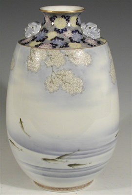 Lot 142 - A Japanese swollen cylindrical vase