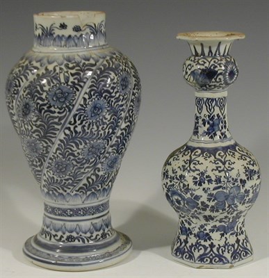 Lot 100 - A Chinese 18th century blue painted spirally fluted vase of Delft shape