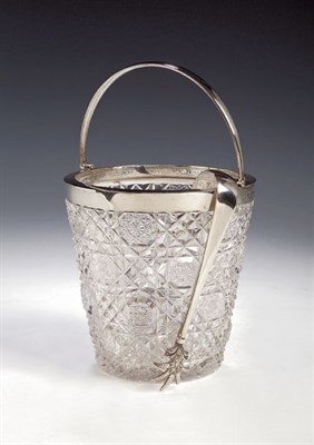 Lot 27 - A cut glass and silver mounted ice bucket,...
