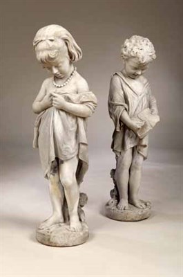 Lot 263 - Pietro Barzanti, Florence<br/>A pair of white marble figures of a boy and girl