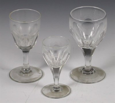 Lot 59 - A composite part suite of faceted bowl drinking glasses