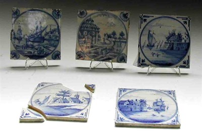 Lot 72 - A collection of 19th century Dutch Delft chimneypiece blue painted tiles