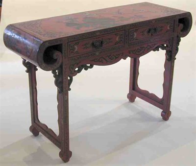 Lot 170 - A Chinese red lacquered altar table