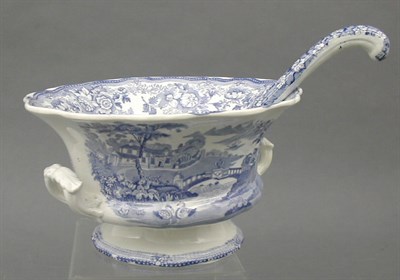 Lot 37 - A mid 19th century 'Royal Cottage' pattern blue printed vegetable tureen, T. Till & Son