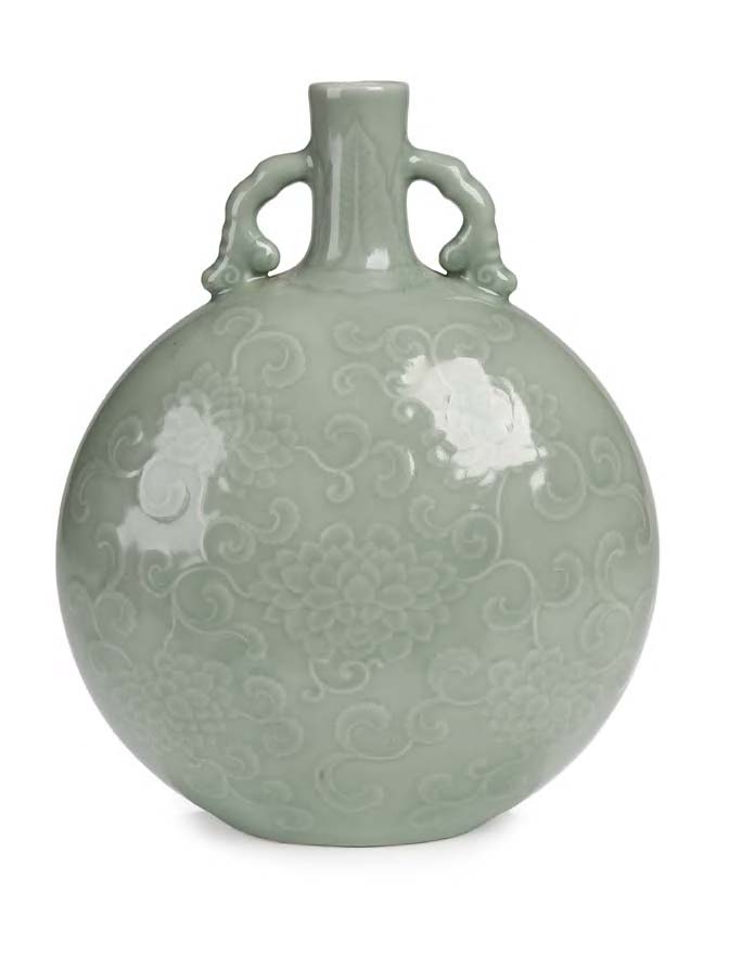 Lot 74 - A Chinese celadon moonflask, Yongzheng mark and probably period