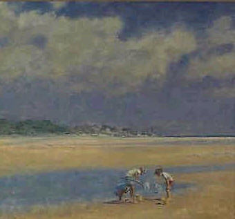Lot 53 - NORMAN HEPPLE AT THE SEASIDE Signed, oil on...