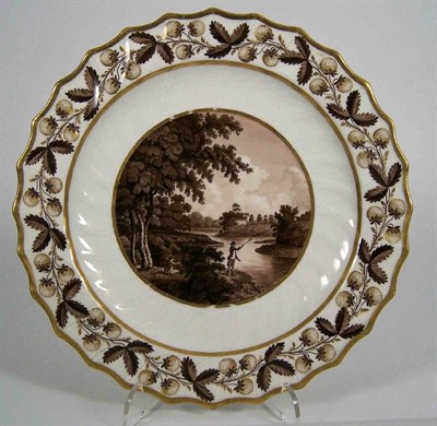 Lot 24 - A Flight & Barr circular scalloped topographical fruit plate<br/>depicting Friar's Carse, Dumfries-shire, circa 1795