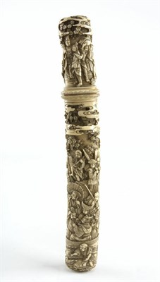 Lot 198 - A Japanese tanto with carved ivory handle and sheath<br/>Meiji period