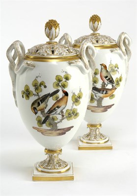Lot 86 - A pair of late 19th century Meissen urns and covers