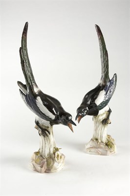 Lot 88 - A pair of late 19th century Meissen magpies