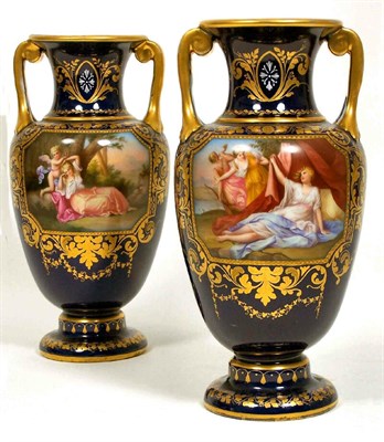 Lot 75 - A pair of late 19th century Vienna twin handled vases