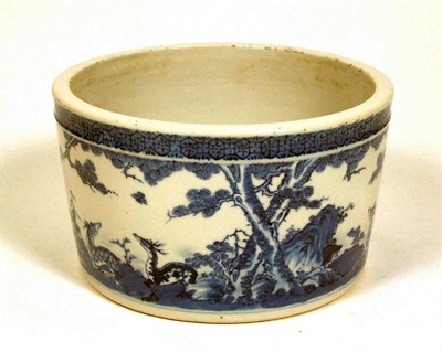 Lot 165 - A Chinese Kangxi style blue painted brush pot