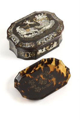 Lot 435 - A fine 19th century Continental tortoiseshell pique-gold and mother of pearl inlaid box